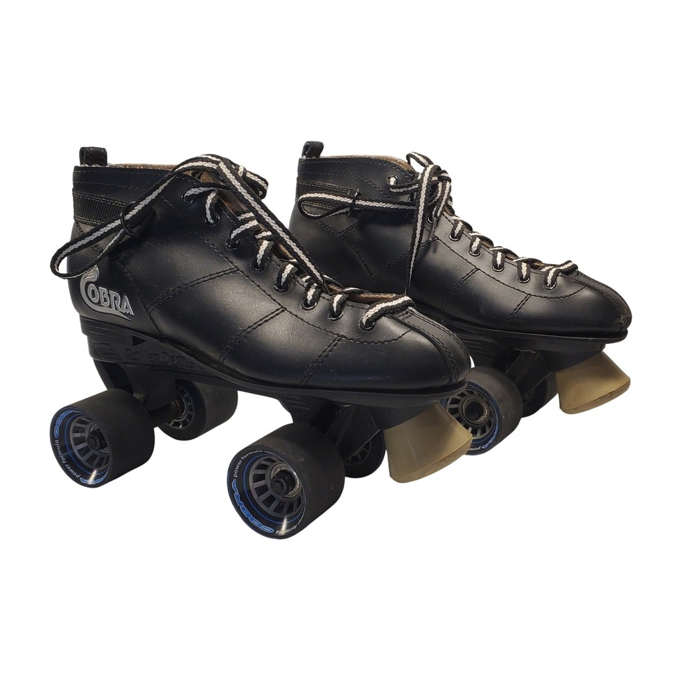 Roller Derby Cobra Speed Skates Black Quad Roller Skates Mens Size 9 Retro Style